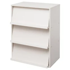 Iris Ohyama, Meuble, Bibliothèque, étagère de rangement avec 3 portes, CHR-3, Chêne Blanc, L40.9 x P59 x H83.6 cm
