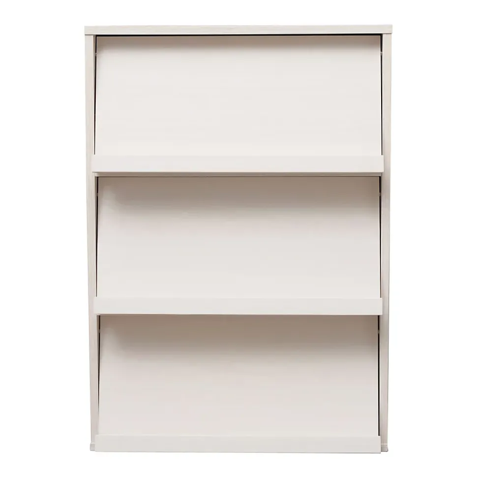 Iris Ohyama, Meuble, Bibliothèque, étagère de rangement avec 3 portes, CHR-3, Chêne Blanc, L40.9 x P59 x H83.6 cm