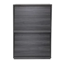 Iris Ohyama, Meuble, Bibliothèque, étagère de rangement avec 2 portes, CHR-2, Chêne Gris, L40.9 x P59 x H83.6 cm