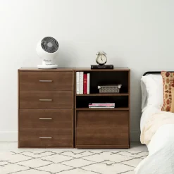 Iris Ohyama, Meuble de rangement avec portes, 2 compartiments modulables, CHR-1, Marron
