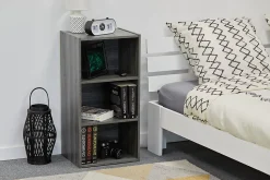 Iris Ohyama, Meuble de rangement, Lot de 2 étagères de rangement en bois avec portes, MDB-3, Chêne gris