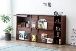 Iris Ohyama, Meuble, étagère, Bibliothèque de rangement, Avec 4 portes, FR-F4 Marron, L33.8 x P89 x H90 cm