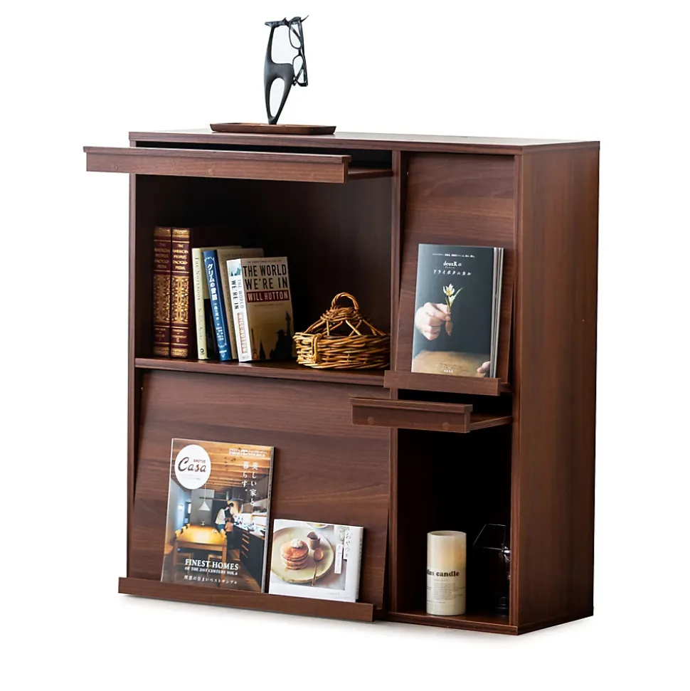 Iris Ohyama, Meuble, étagère, Bibliothèque de rangement, Avec 4 portes, FR-F4 Marron, L33.8 x P89 x H90 cm