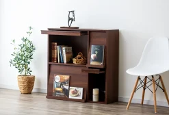 Iris Ohyama, Meuble, étagère, Bibliothèque de rangement, Avec 4 portes, FR-F4 Marron, L33.8 x P89 x H90 cm