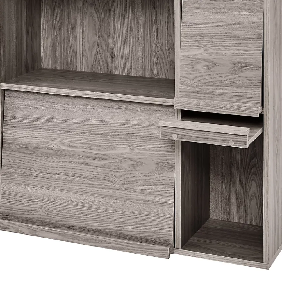 Iris Ohyama, Meuble, étagère, Bibliothèque de rangement, Avec 4 portes, FR-F4 Chêne Gris, L33.8 x P89 x H90 cm