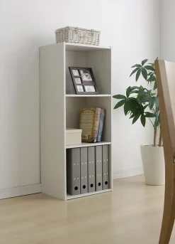 Iris Ohyama, Meuble, étagère de bureau, Bibliothèque, Modulable, Solide- CX-3FN, Chêne Blanc, L29.7 x P42 x H102.9 cm