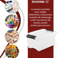 Iris Ohyama, Petite Boites de Rangement Plastique avec Couvercle, 5L, Lot de 3, Transparent, NTB-5