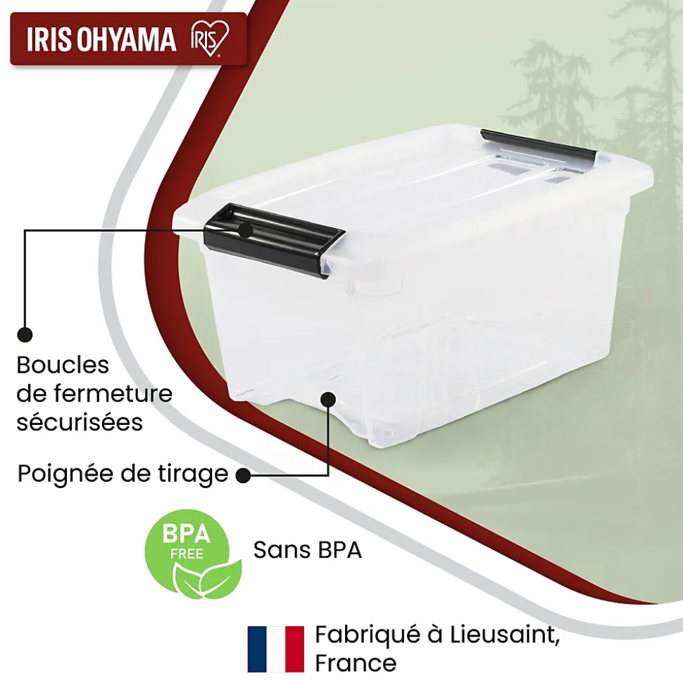 Iris Ohyama, Petite Boites de Rangement Plastique avec Couvercle, 5L, Lot de 3, Transparent, NTB-5