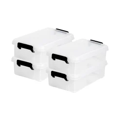 Iris Ohyama, Petites Boîtes de Rangement plastique, 4L, Lot de 4, Transparent, DDMBX-4