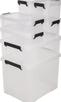 Iris Ohyama, Petites Boîtes de Rangement plastique, 2L, Lot de 4, Noir, DDMBX-2