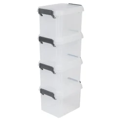 Iris Ohyama, Petites Boîtes de Rangement plastique, 2L, Lot de 4, Noir, DDMBX-2
