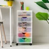 Iris Ohyama, Tour de rangement à Roulettes en Plastique, 6 Petits Tiroirs, Blanc, DDDC-360