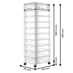 Iris Ohyama, Tour de rangement, Organisateur plastique, 10 Petits Tiroirs, Blanc, DDDC-010