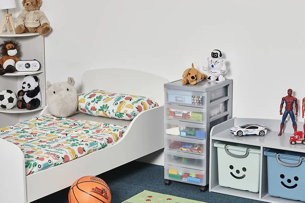 Iris Ohyama, Tour de rangement plastique sur roulettes A4, 6 Petits Tiroirs, Gris Recyclé, DC-360