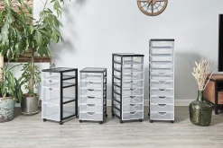 Iris Ohyama, Tour de rangement à Roulettes en Plastique, 3 Grands Tiroirs, Blanc, DDDC-303