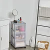 Iris Ohyama, Tour de rangement plastique sur roulettes A4, 3 Grands Tiroirs, Gris, DC-303