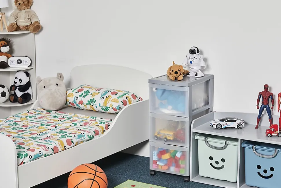 Iris Ohyama, Tour de rangement plastique sur roulettes A4, 3 Grands Tiroirs, Gris, DC-303