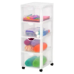 Iris Ohyama, Tour de rangement, Organisateur plastique, 4 Grands Tiroirs, Blanc, DDDC-304