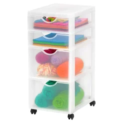 Iris Ohyama, Tour de rangement, Organisateur plastique, 4 tiroirs mix, Blanc, DDDC-322