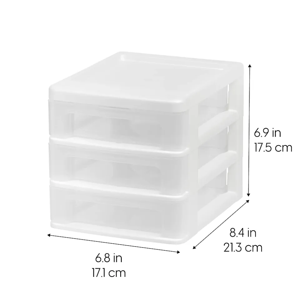 Iris Ohyama, Tour de Rangement Plastique B6, 3 Tiroirs, Lot de 2, Blanc, CDD-XS3