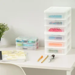 Iris Ohyama, Tour de Rangement Plastique B6, 3 Tiroirs, Lot de 2, Blanc, CDD-XS3