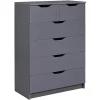 JENNY - Commode Haute 6 Tiroirs Coloris Anthracite