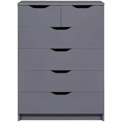 JENNY - Commode Haute 6 Tiroirs Coloris Anthracite