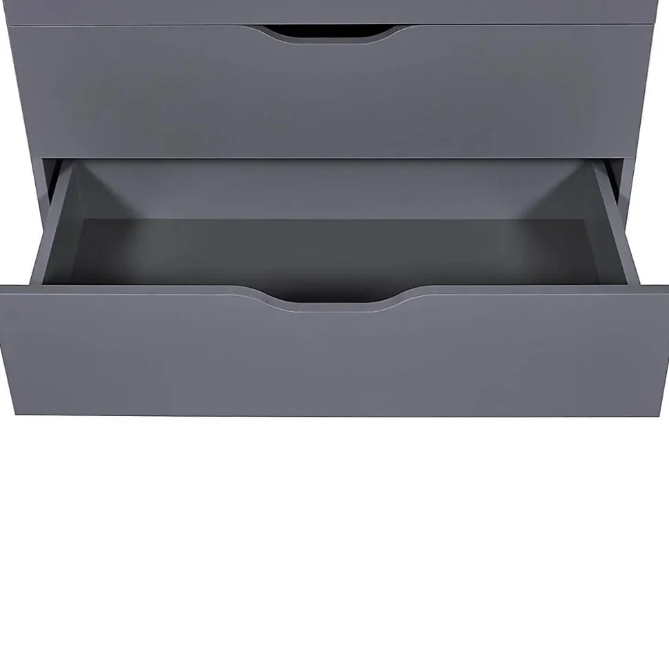 JENNY - Commode Haute 6 Tiroirs Coloris Anthracite
