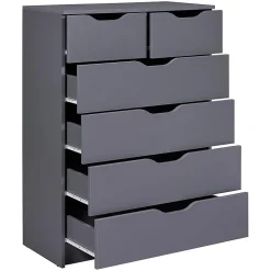 JENNY - Commode Haute 6 Tiroirs Coloris Anthracite