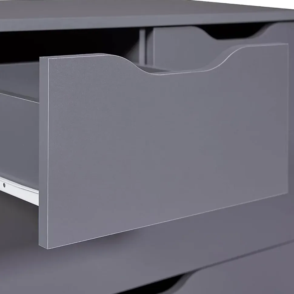 JENNY - Commode Haute 6 Tiroirs Coloris Anthracite