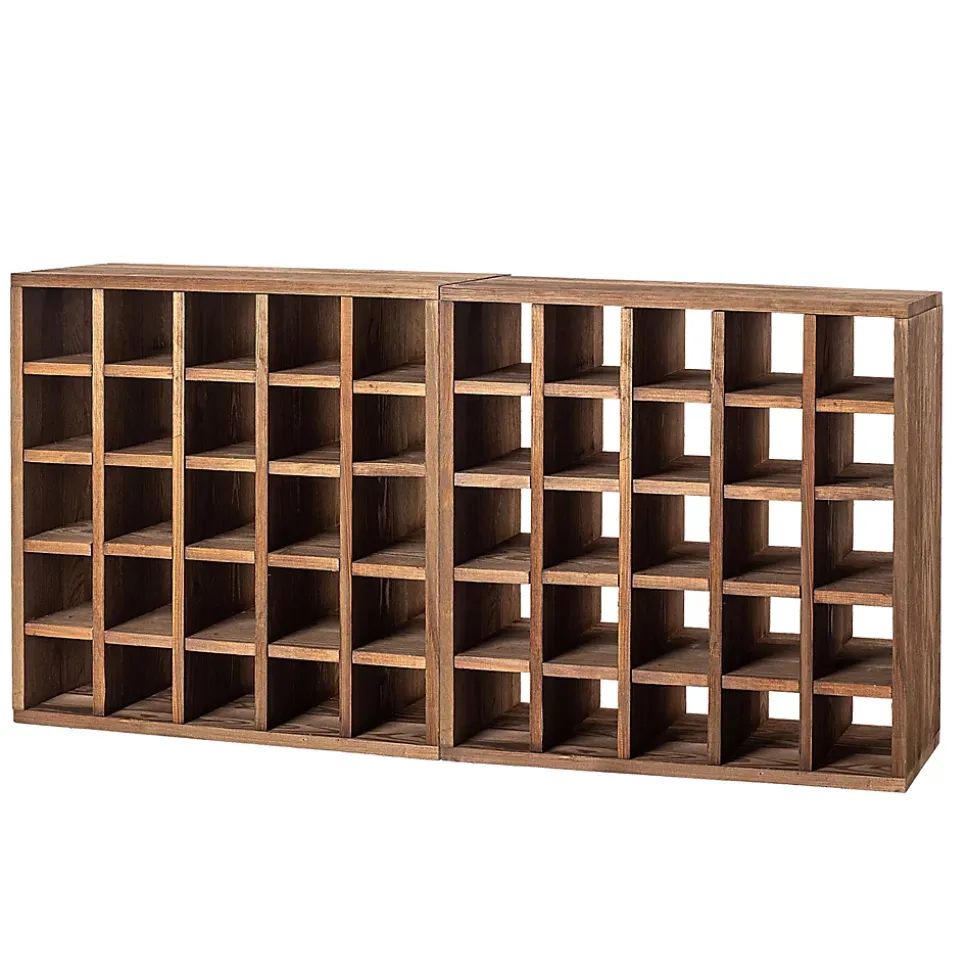 KADAX Casier à vin Échiquier en Bois Marron Foncé 2 pcs