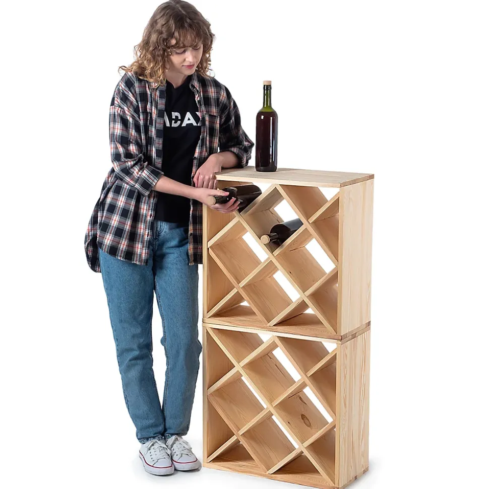 KADAX Casier à Vin Grille en Bois Marron Clair 2 pcs