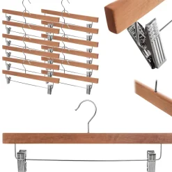 KADAX Cintre en bois avec pinces à vêtements 12 pcs