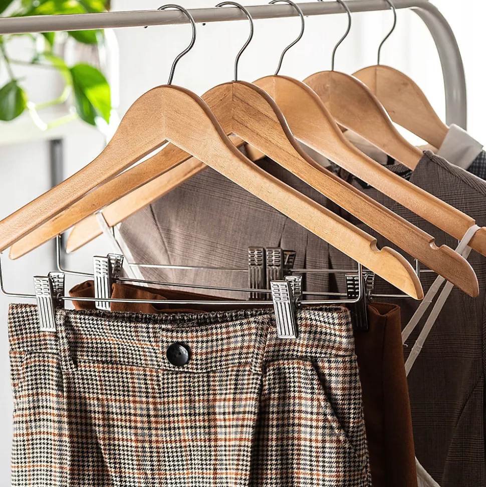KADAX Cintre en bois avec pinces à vêtements pour l'armoire