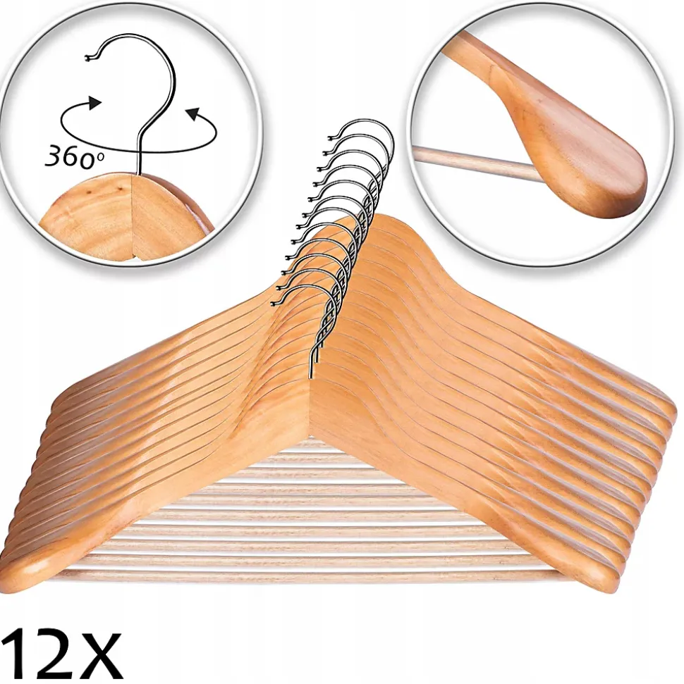 KADAX Cintre en Bois Cintres en Bois pour Vêtements Vêtements pour Garde-Robe Lot de 12