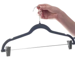 KADAX Cintre floqué avec pinces à vêtements gris foncé 12 pièces