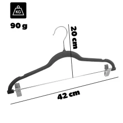KADAX Cintre Floqué Avec Pinces à Vêtements Gris Foncé 3 pcs