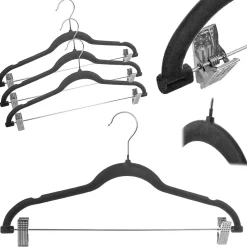 KADAX Cintre Floqué Avec Pinces à Vêtements Gris Foncé 3 pcs
