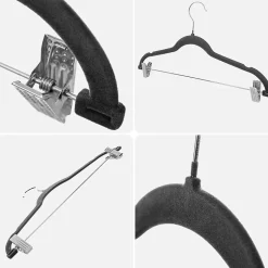 KADAX Cintre Floqué Avec Pinces à Vêtements Gris Foncé 3 pcs