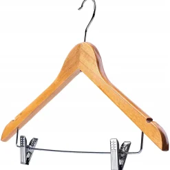 KADAX Cintres en bois avec clips 12 pcs