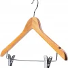 KADAX Cintres en bois avec clips 3 pcs