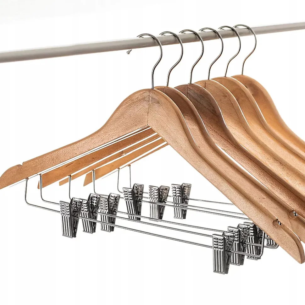 KADAX Cintres en bois avec clips 3 pcs