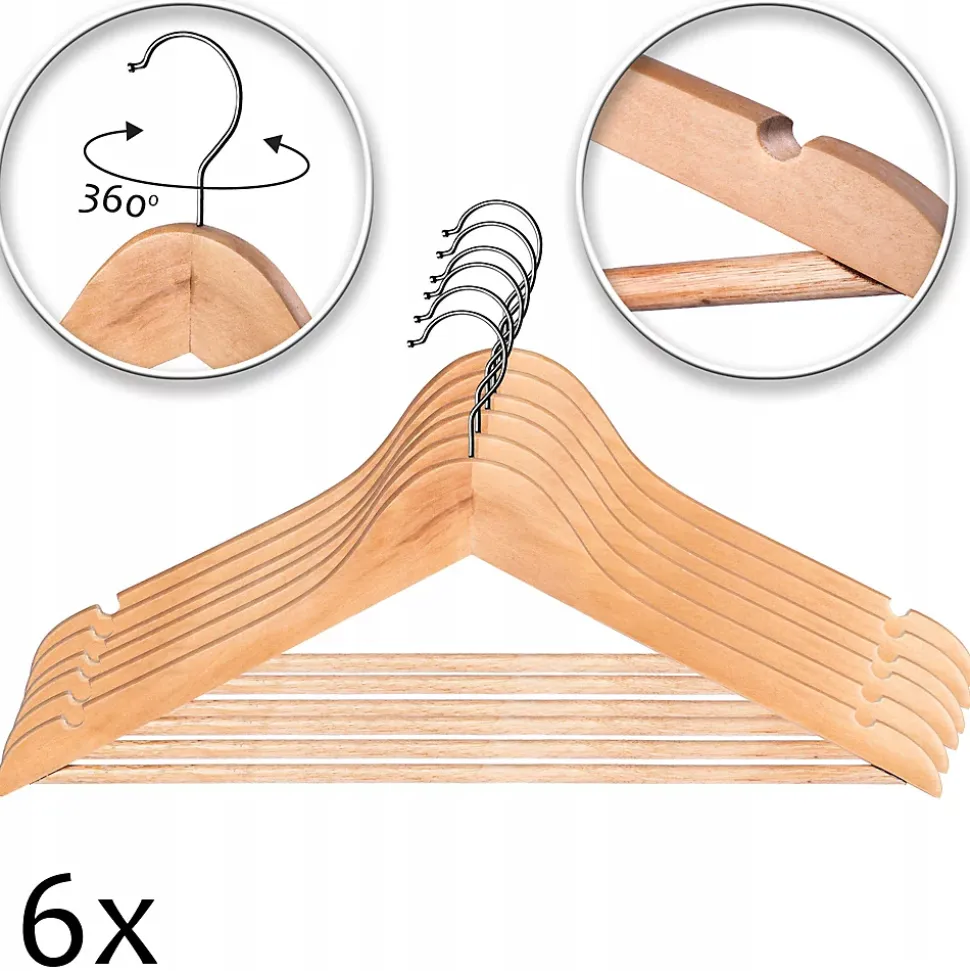 KADAX Cintres en Bois Ensemble de Cintres 6 pcs
