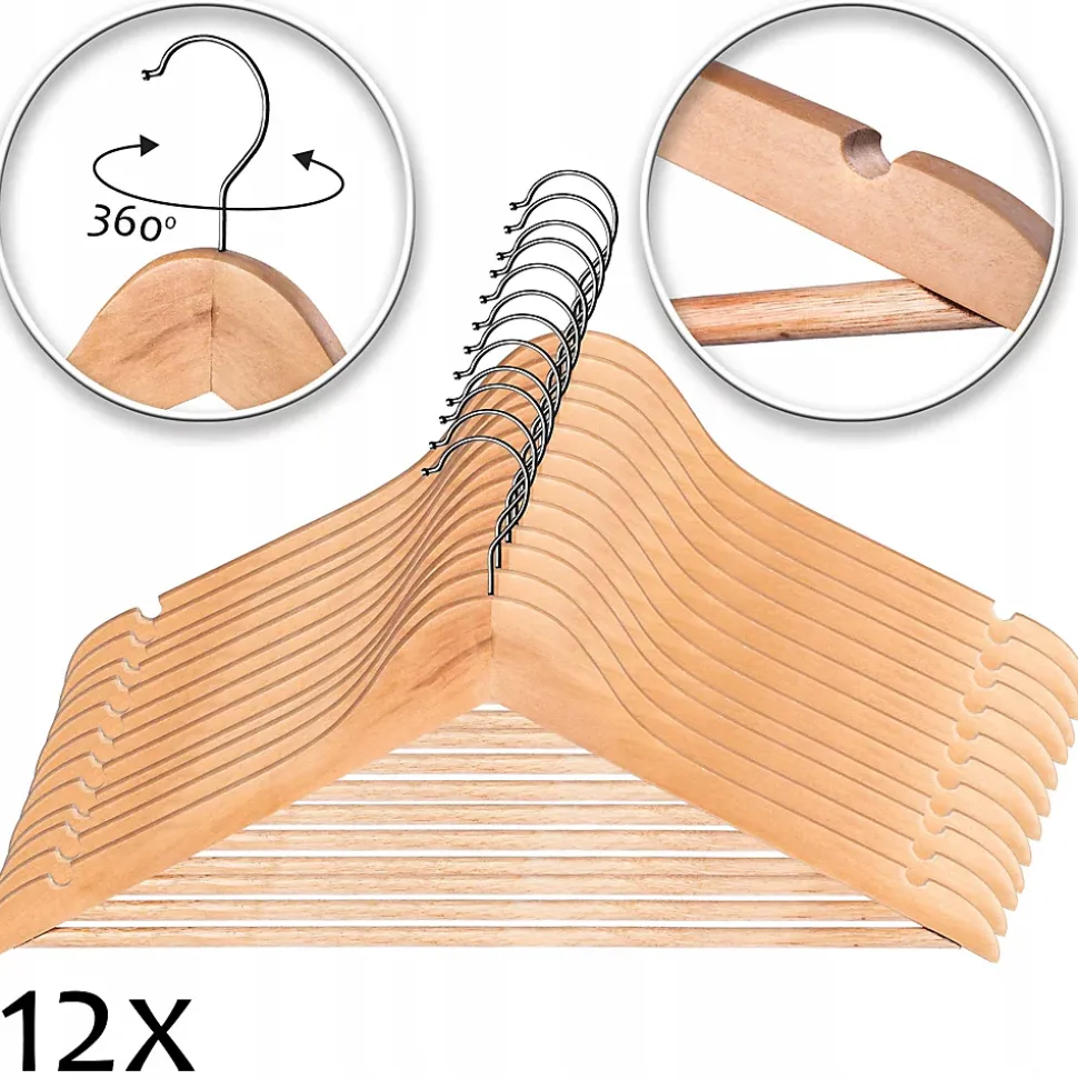 KADAX Cintres en bois Ensemble de cintres 12 pcs