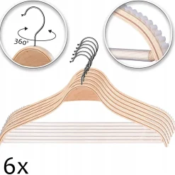 KADAX Cintres en bois laminé paquet de 6
