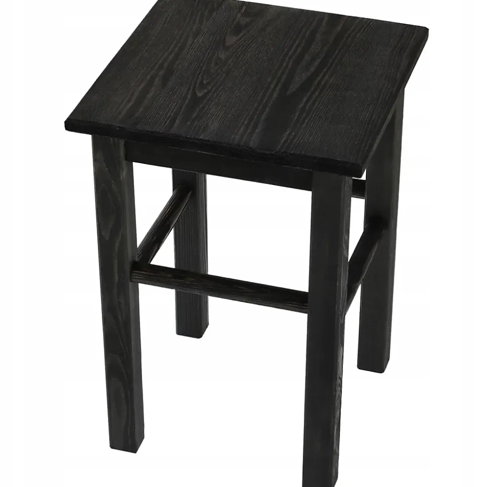 KADAX Tabouret de Cuisine en Bois Tabouret Chaise 43,5 cm Noir Massif
