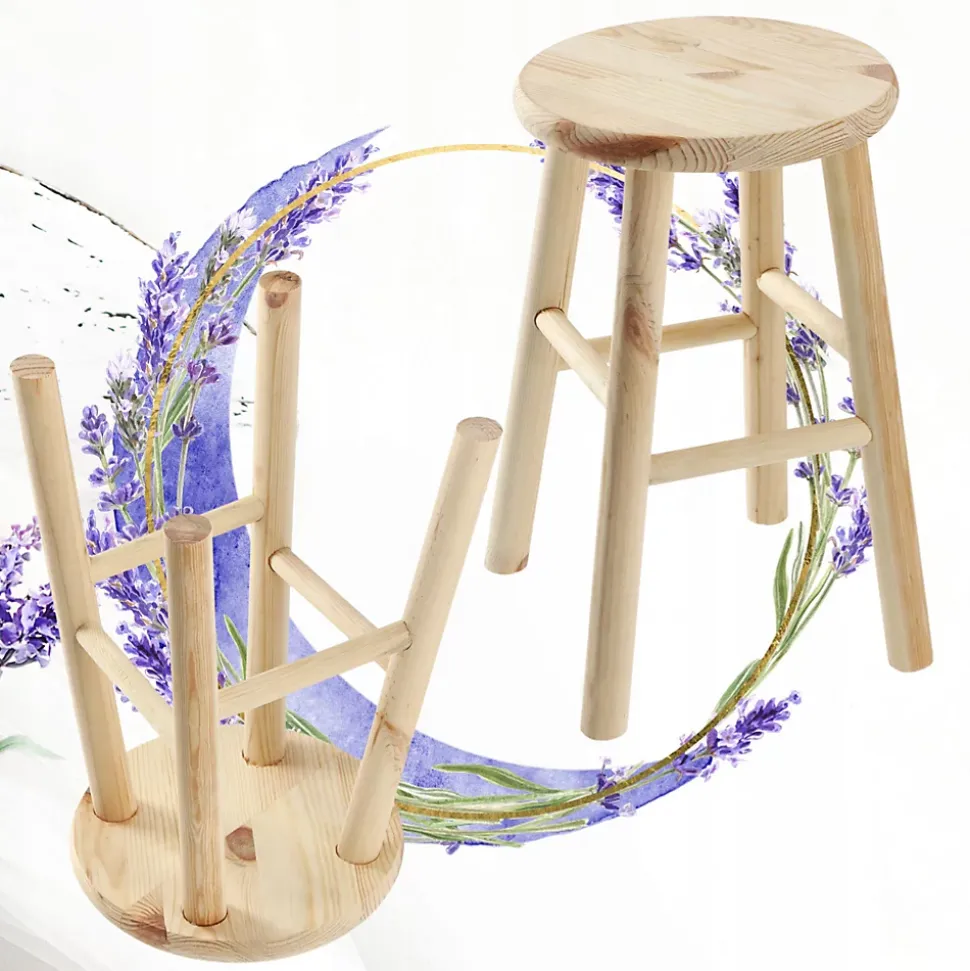 KADAX Tabouret de Cuisine en Bois Tabouret Chaise 46 cm Pin Massif