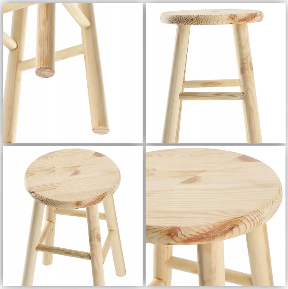 KADAX Tabouret de Cuisine en Bois Tabouret Chaise 46 cm Pin Massif