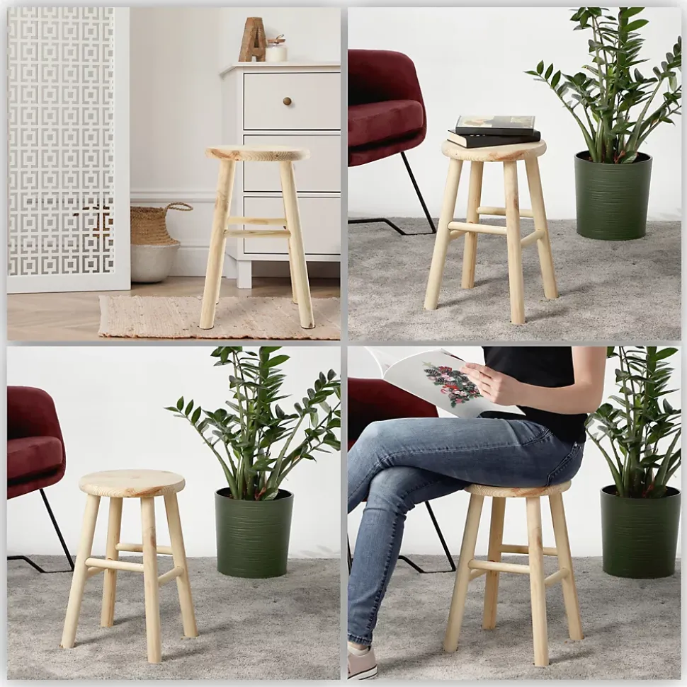 KADAX Tabouret de Cuisine en Bois Tabouret Chaise 46 cm Pin Massif