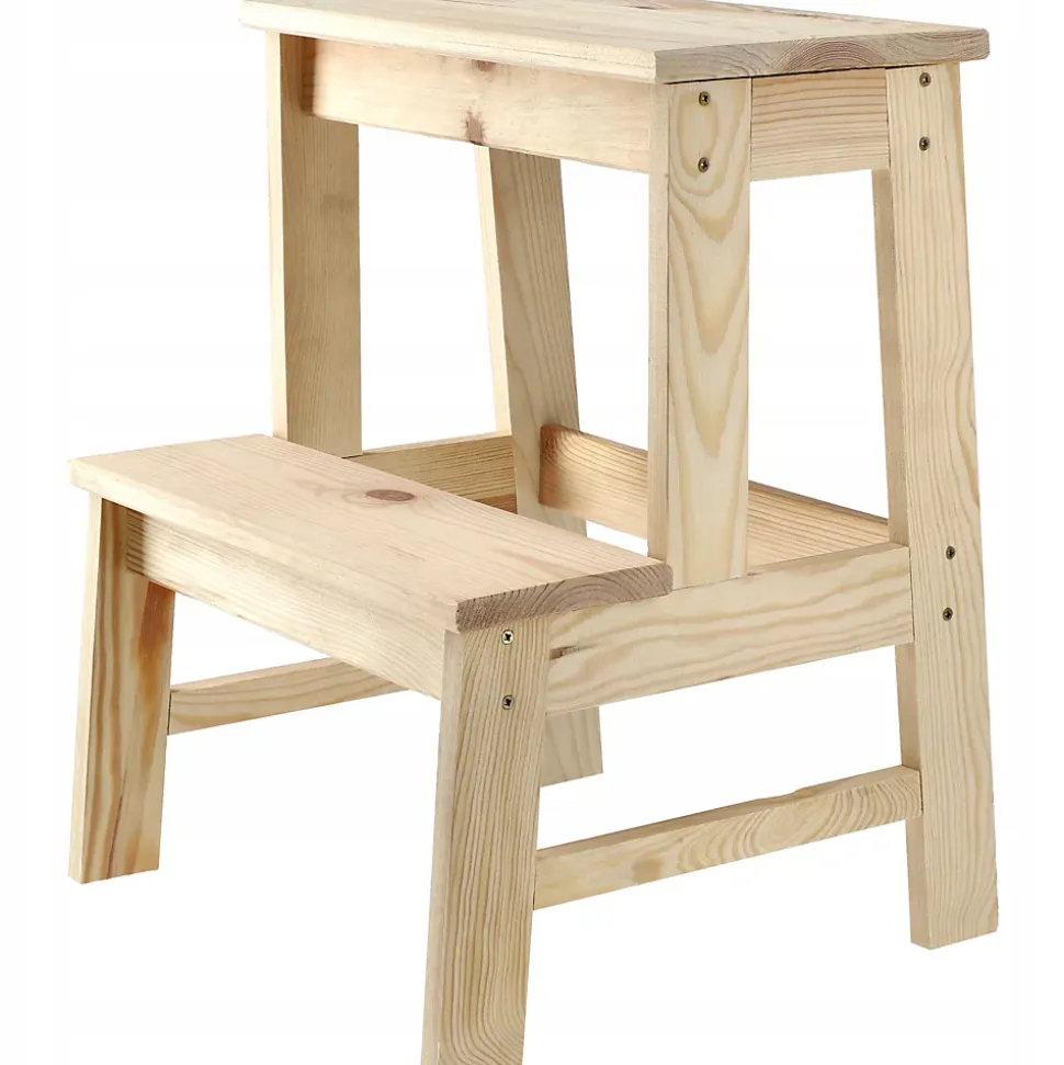 KADAX Tabouret De Cuisine En Bois Plateforme 50cm Avec Marche Solide